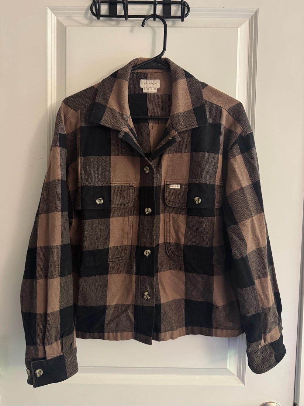 Brixton Plaid Utility Jacket in Brown & Black Size Medium